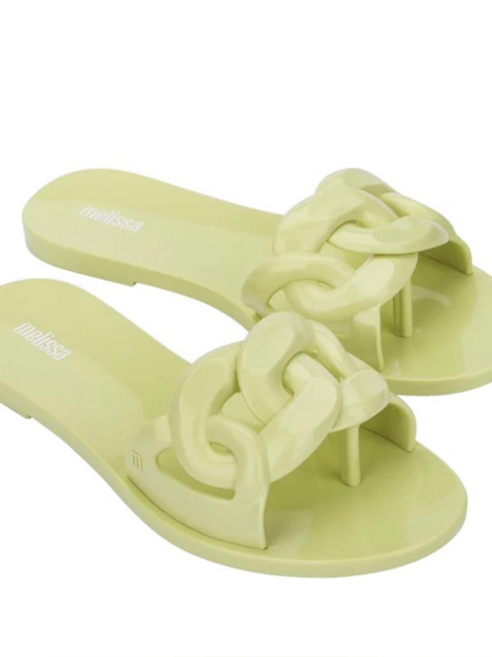 Melissa Pale Green Chain-Link Slide Sandals